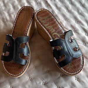 Sam Edelman Regis Cork Platform Wedge Sandals. Size 7 1/2”